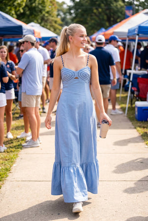 Corset maxi dress with braided shoulder strap