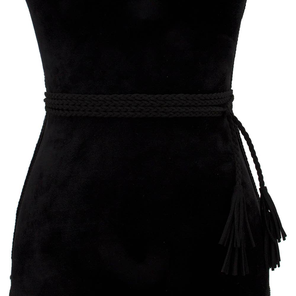 BRAIDED SUEDE BELT - Black