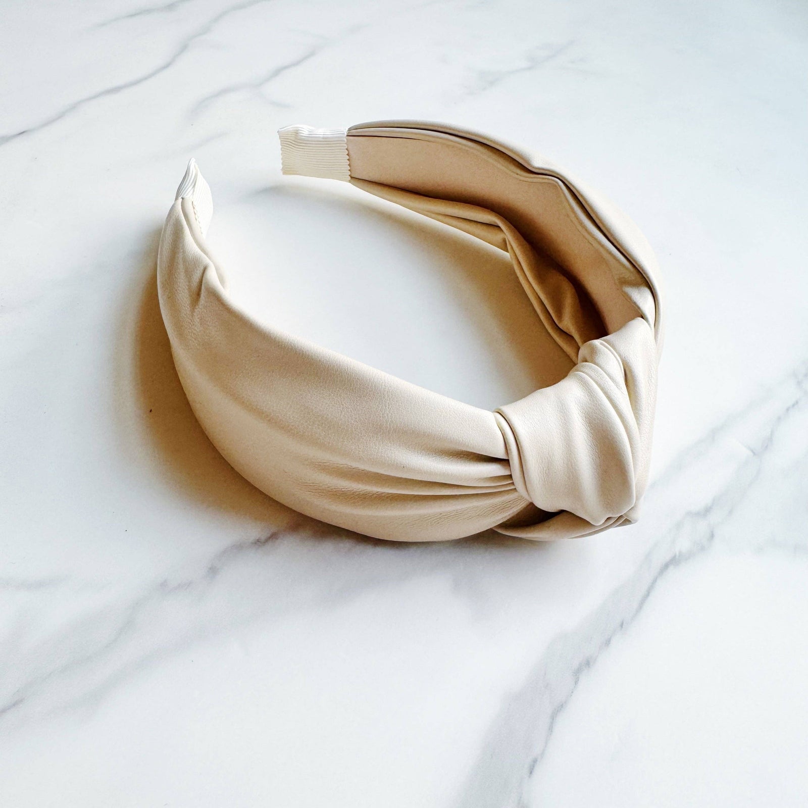 Ivory Vegan Leather Knotted Headband
