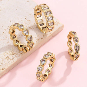 Gold Rhinestone Multi-Shape Eternity Stack Rings | 40R142