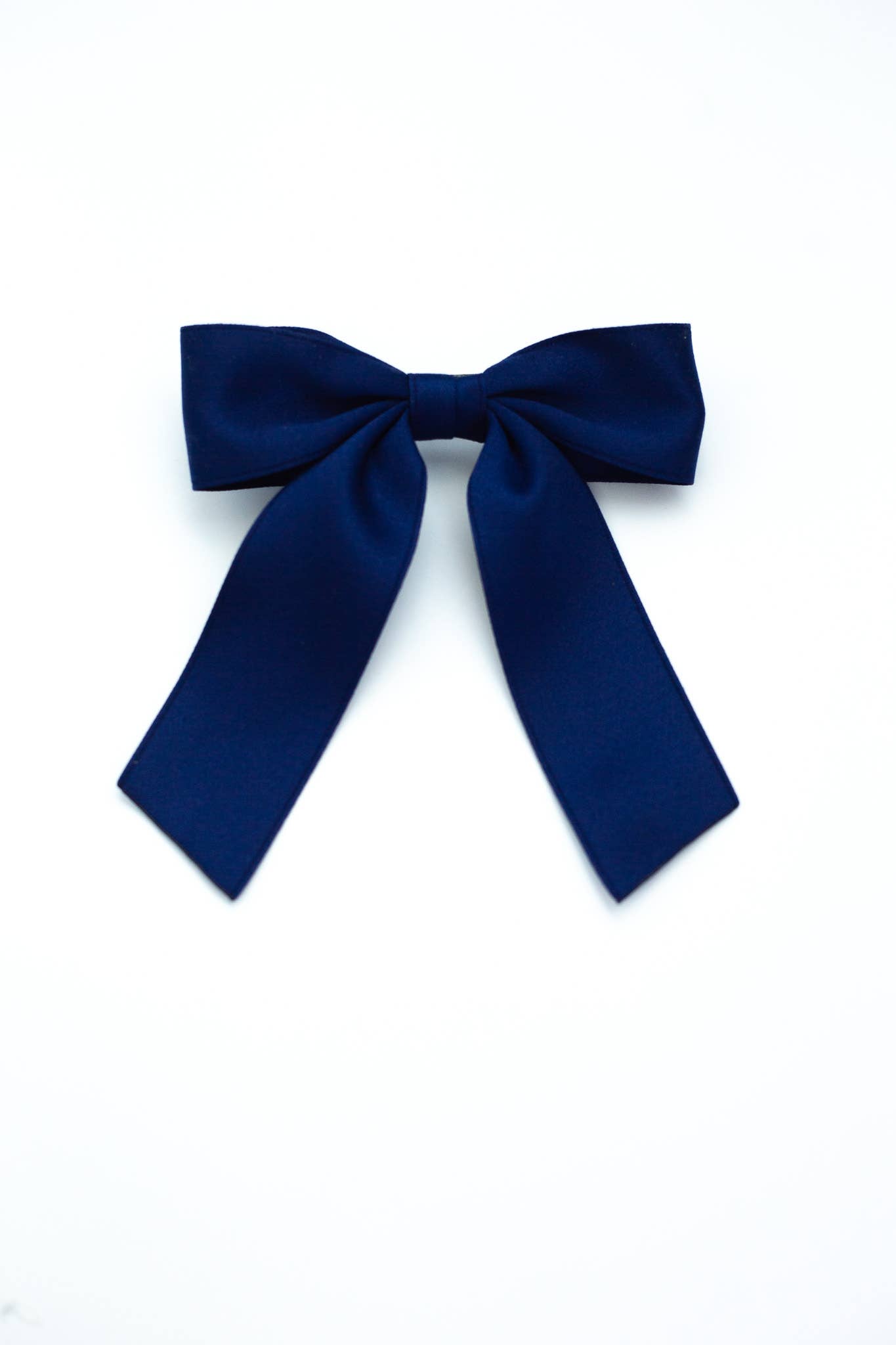 Delora Navy Satin Bow Barrette