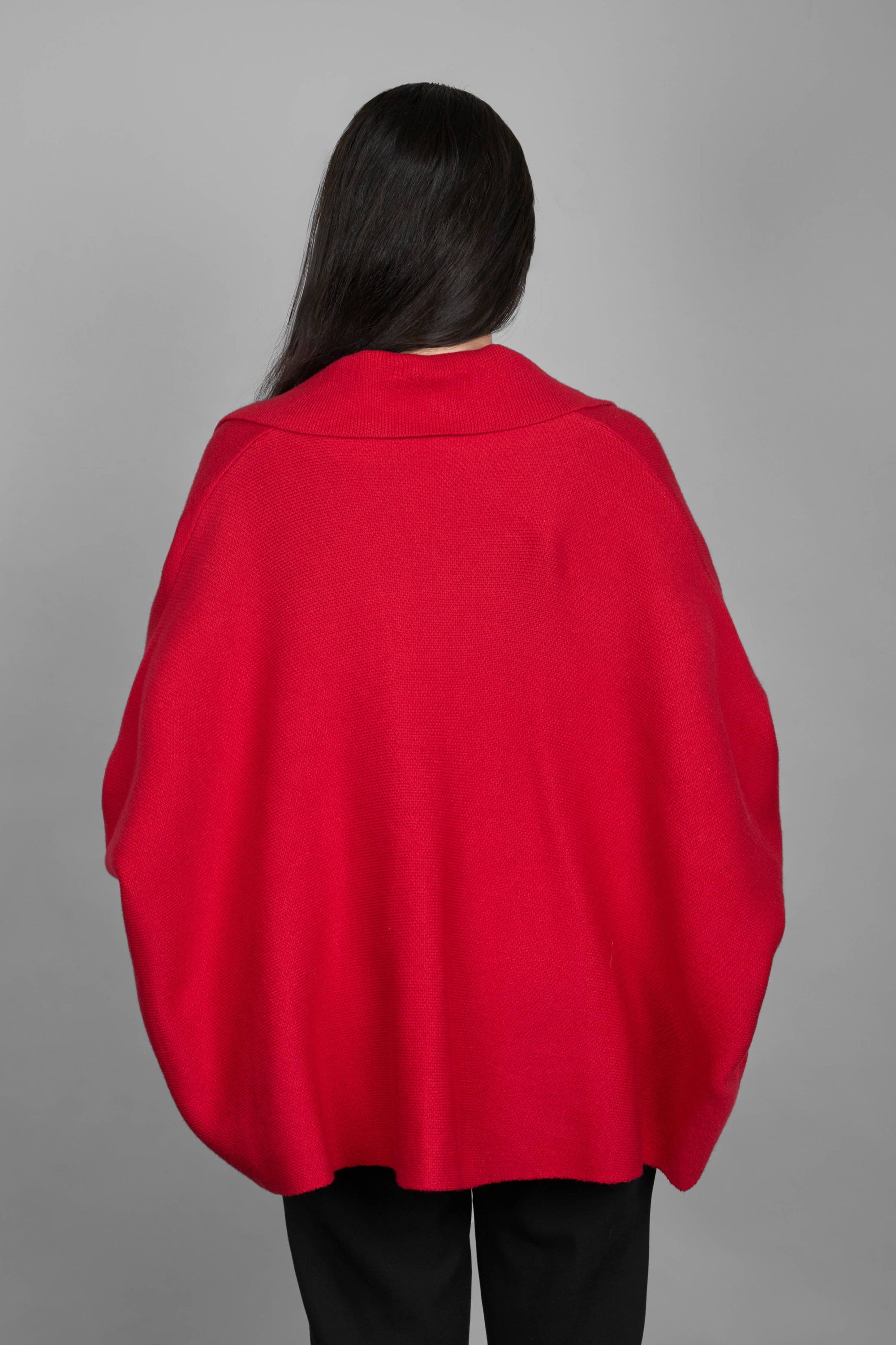 Open Front Oversized Cardigan: Red