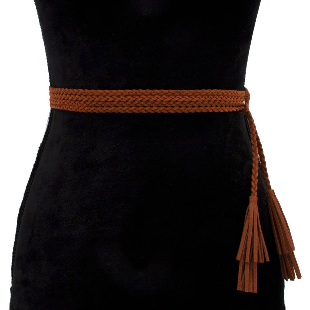 BRAIDED SUEDE BELT - Khaki