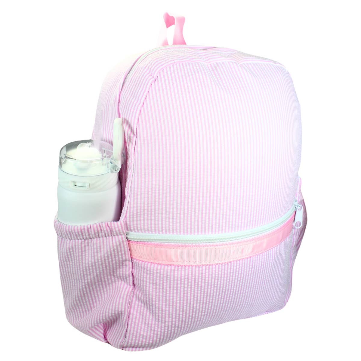 Pink Seersucker Medium Backpack