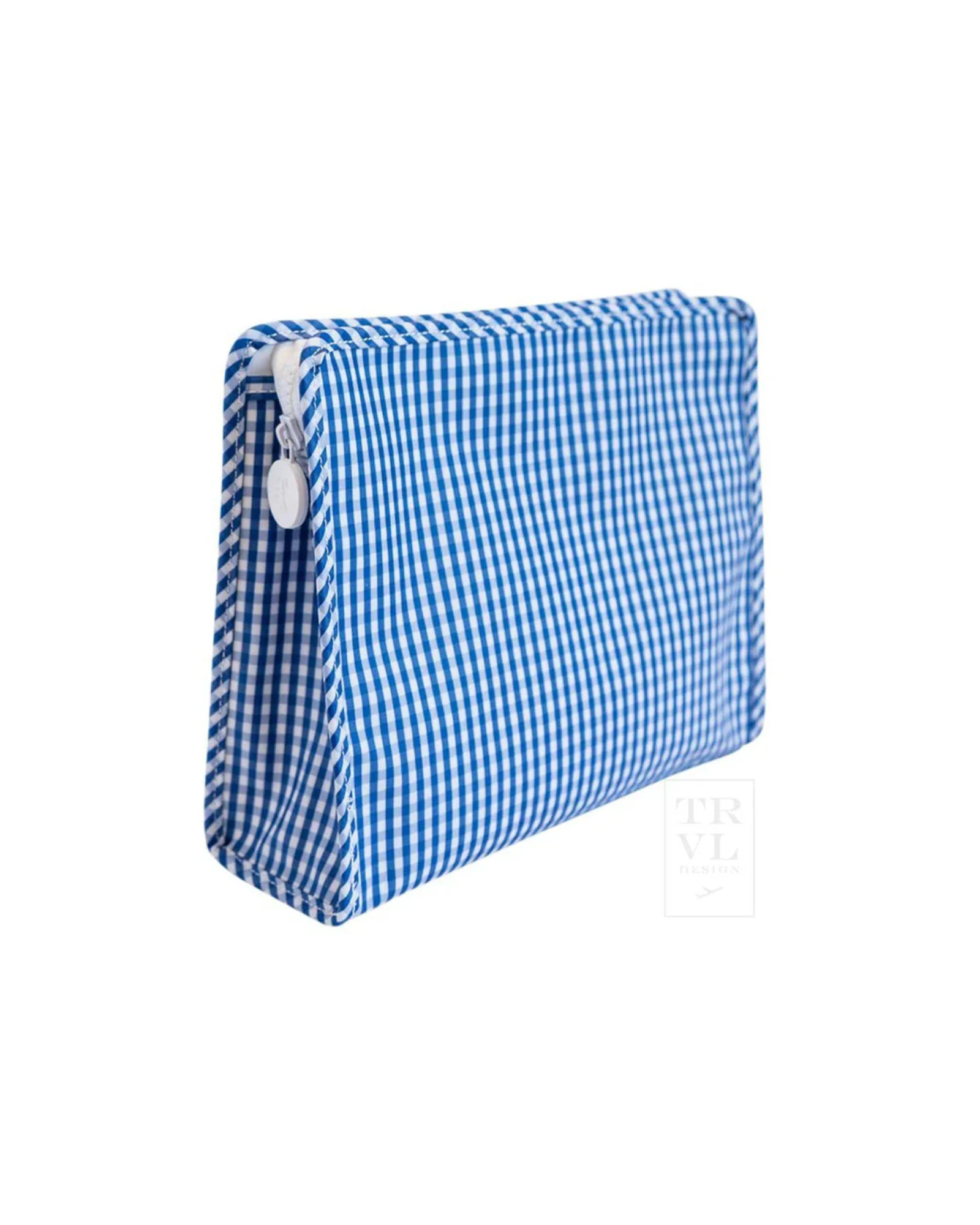 Roadie Large Zip Pouch- Gingham Royal