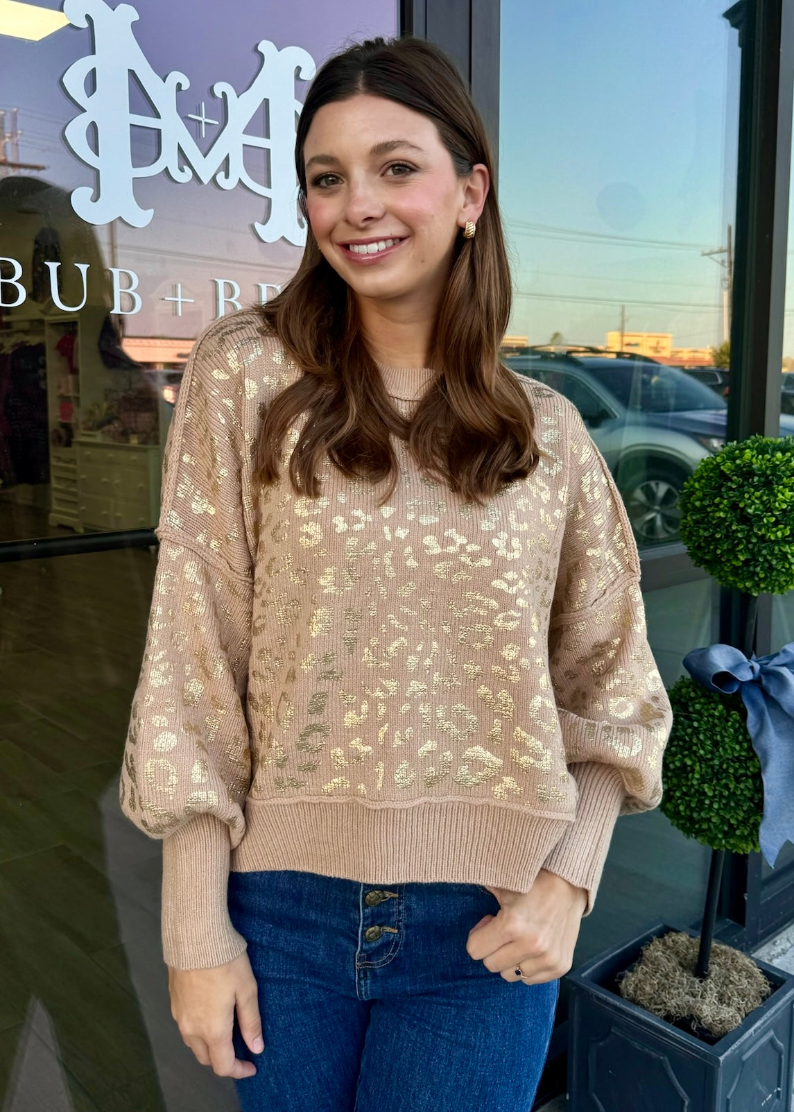 Animal Print Metallic Sweater