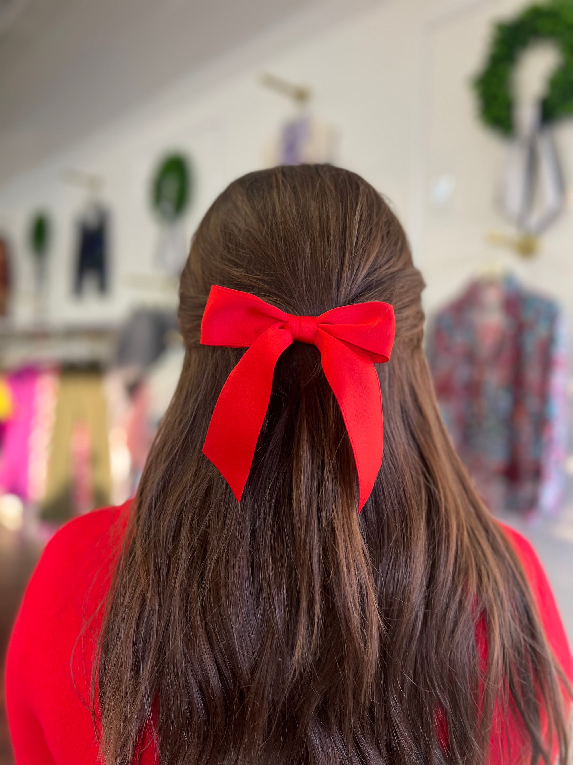 Red Matte Satin Hair Bow