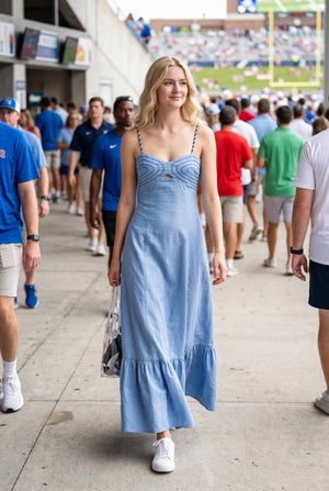 Corset maxi dress with braided shoulder strap