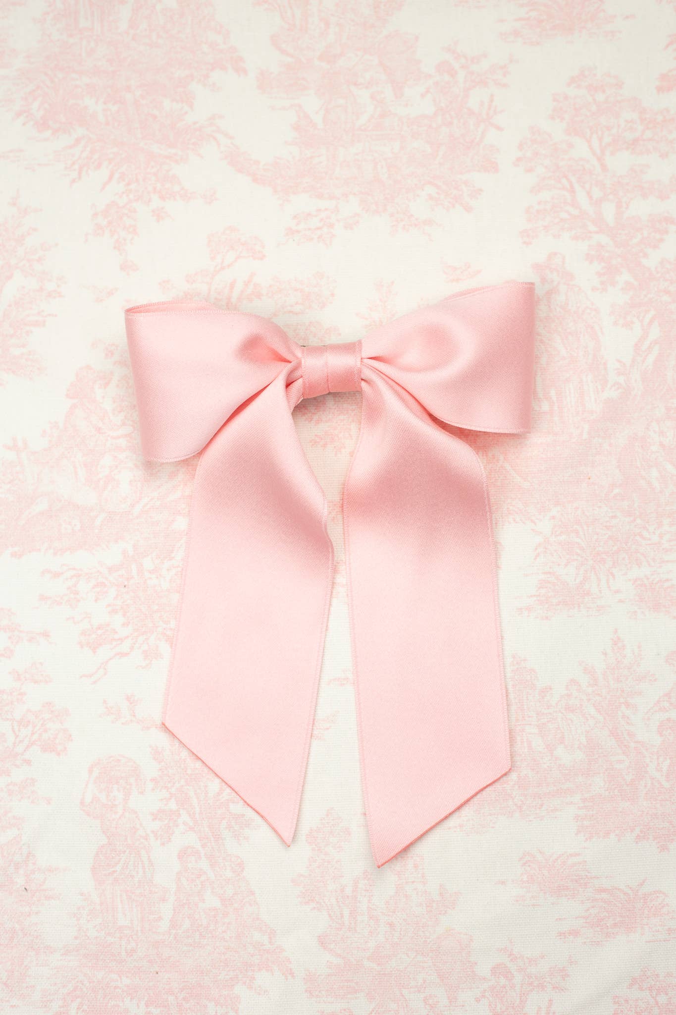 Matte Satin Bow Barrette: Soft Pink