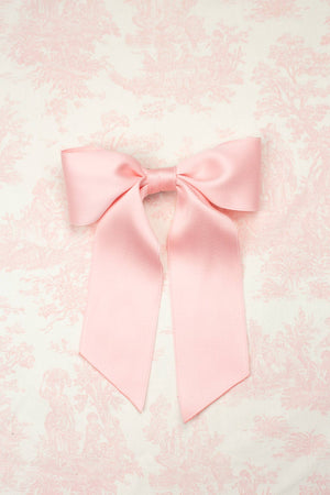 Matte Satin Bow Barrette: Soft Pink