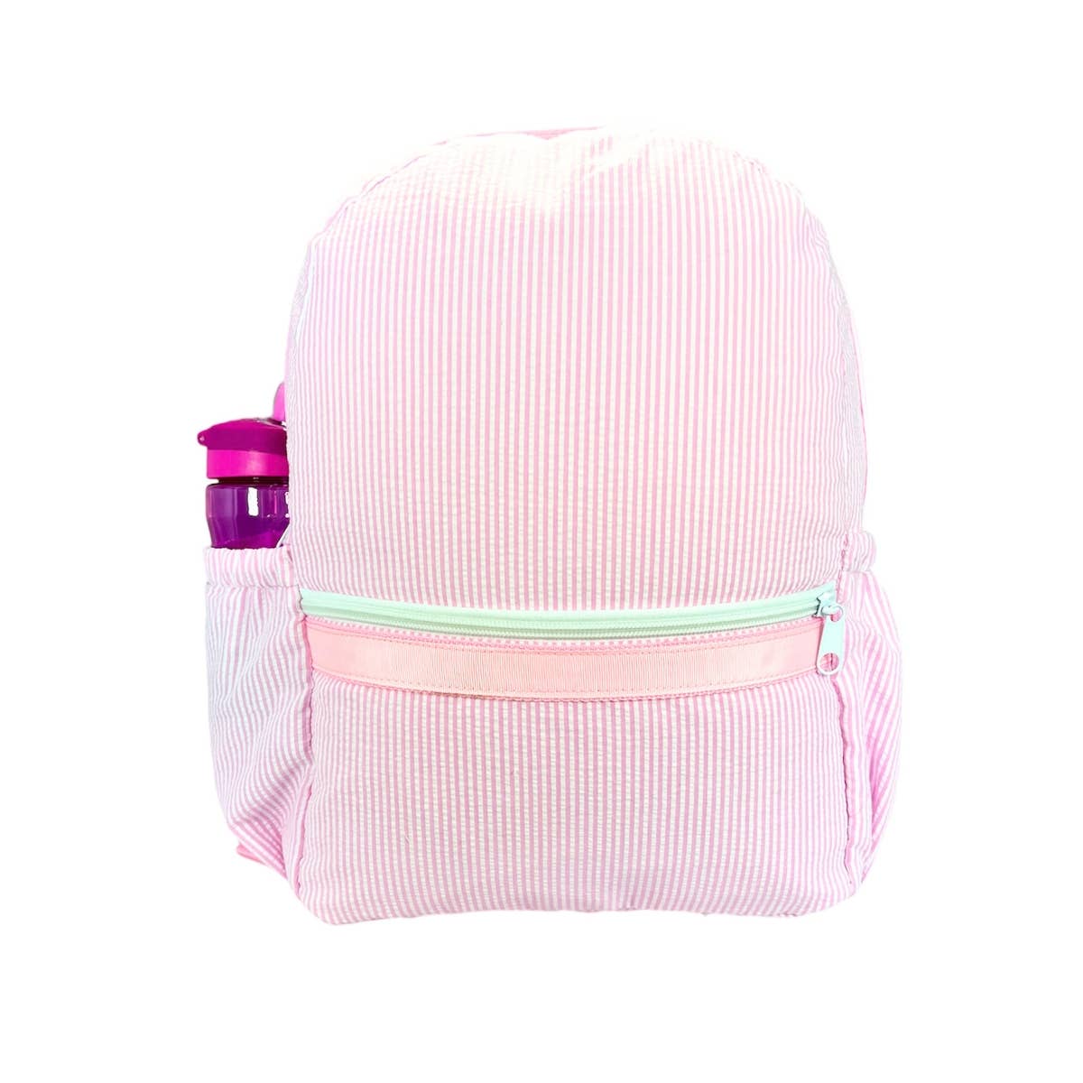 Pink Seersucker Medium Backpack