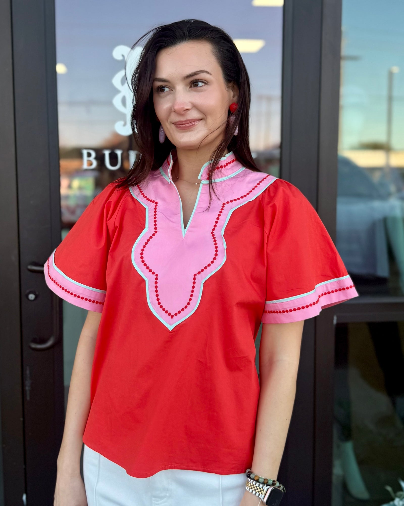 Scalloped Red Top