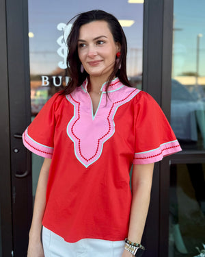 Scalloped Red Top