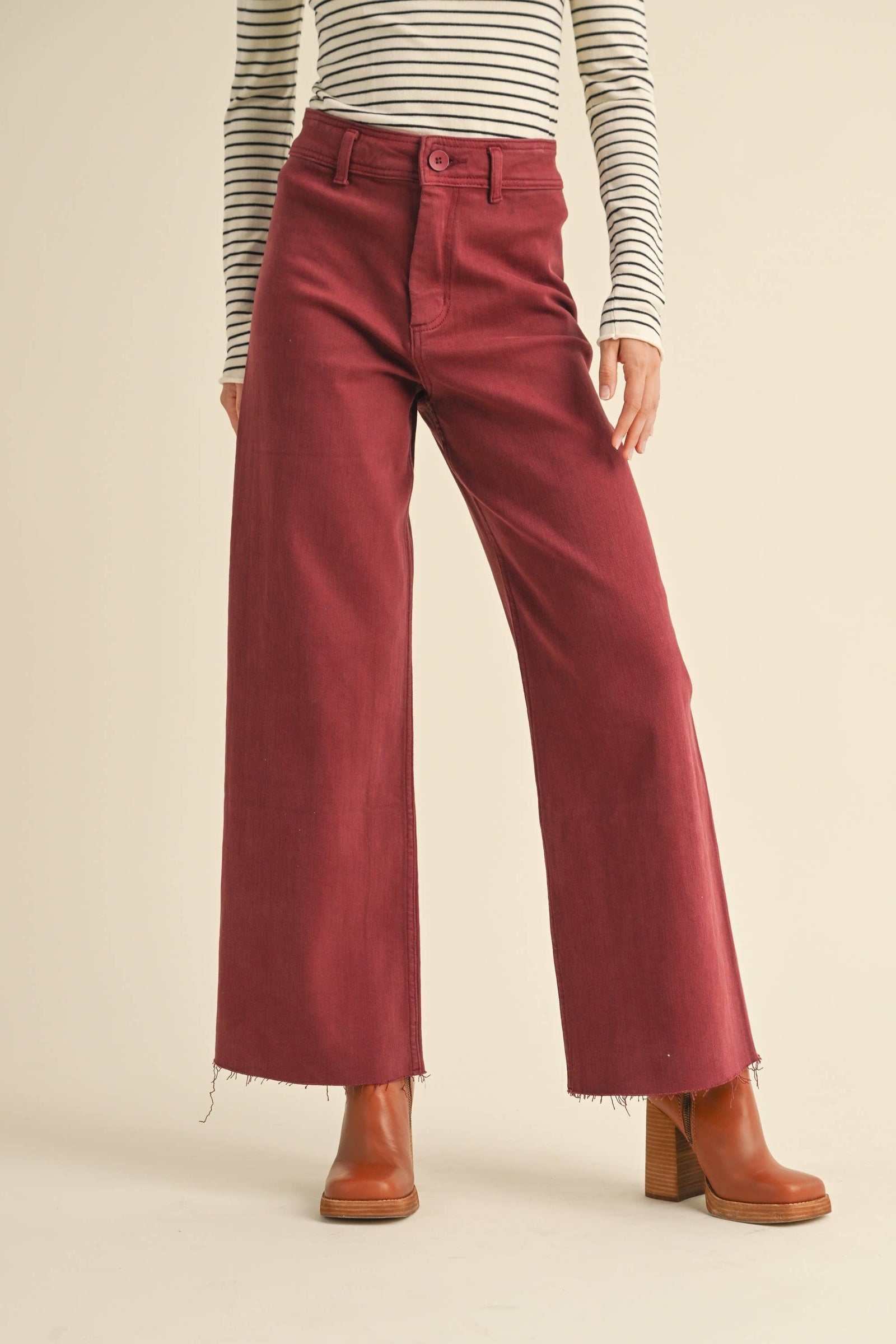 Maroon Wide Leg Pant