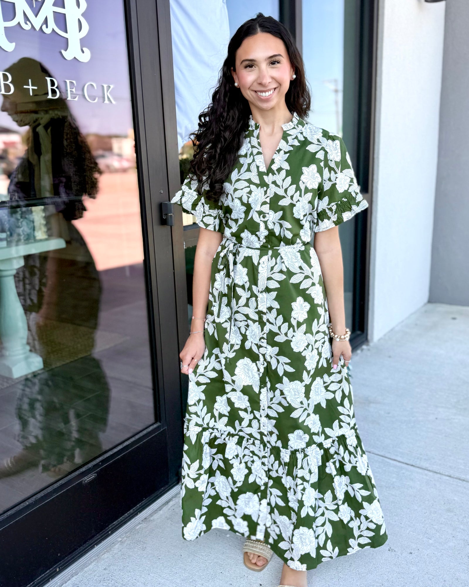 Haizley Floral Button Up Midi Dress
