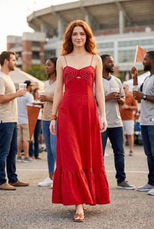 Corset maxi dress with braided shoulder strap