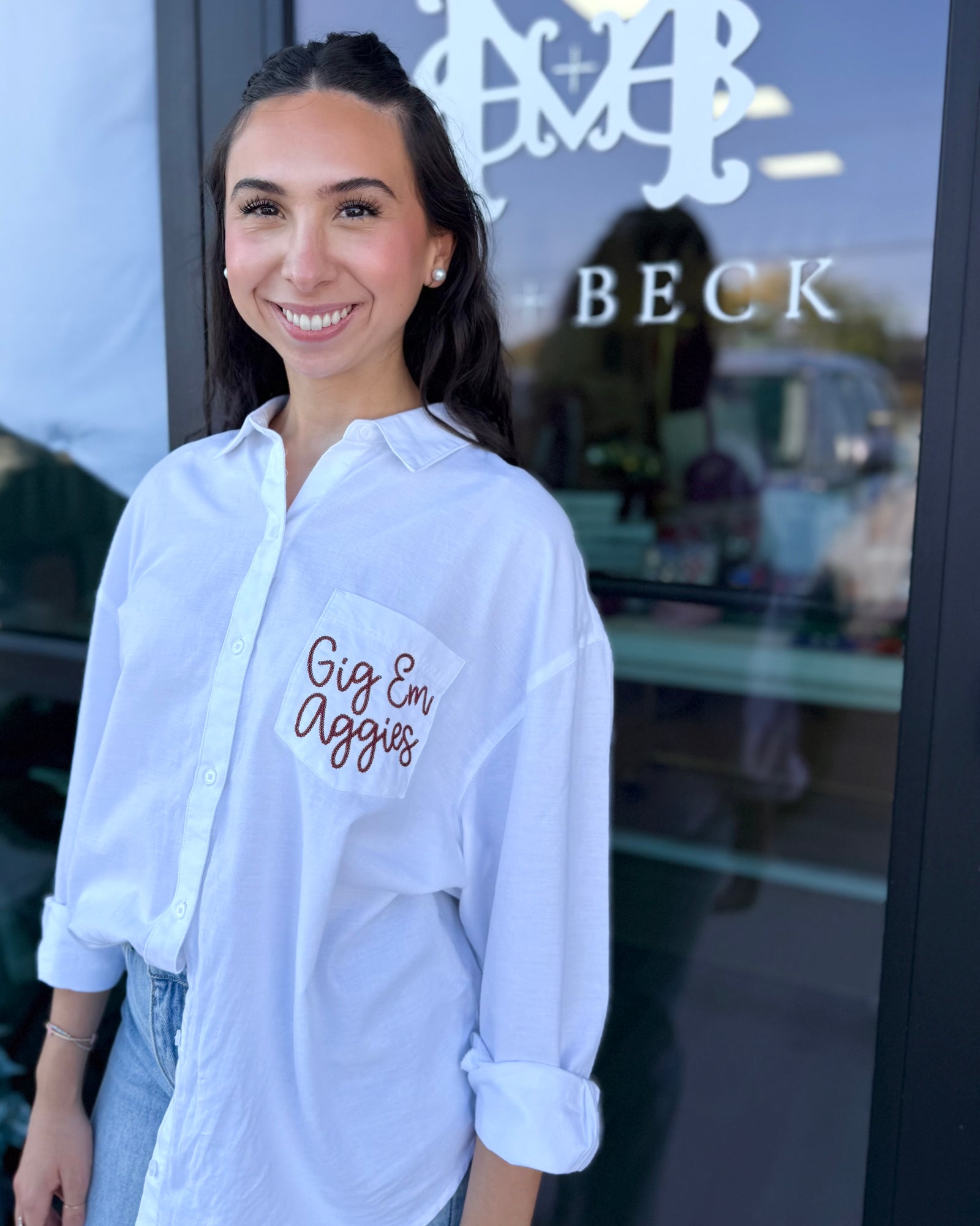 Aggie Game Day Oxford with Appliqué