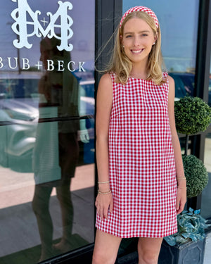 Sleeveless Red Gingham Mini Dress