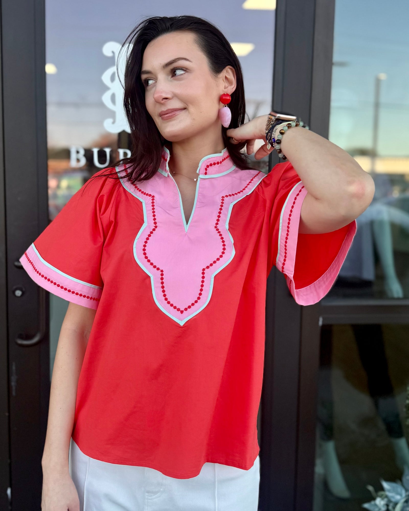 Scalloped Red Top