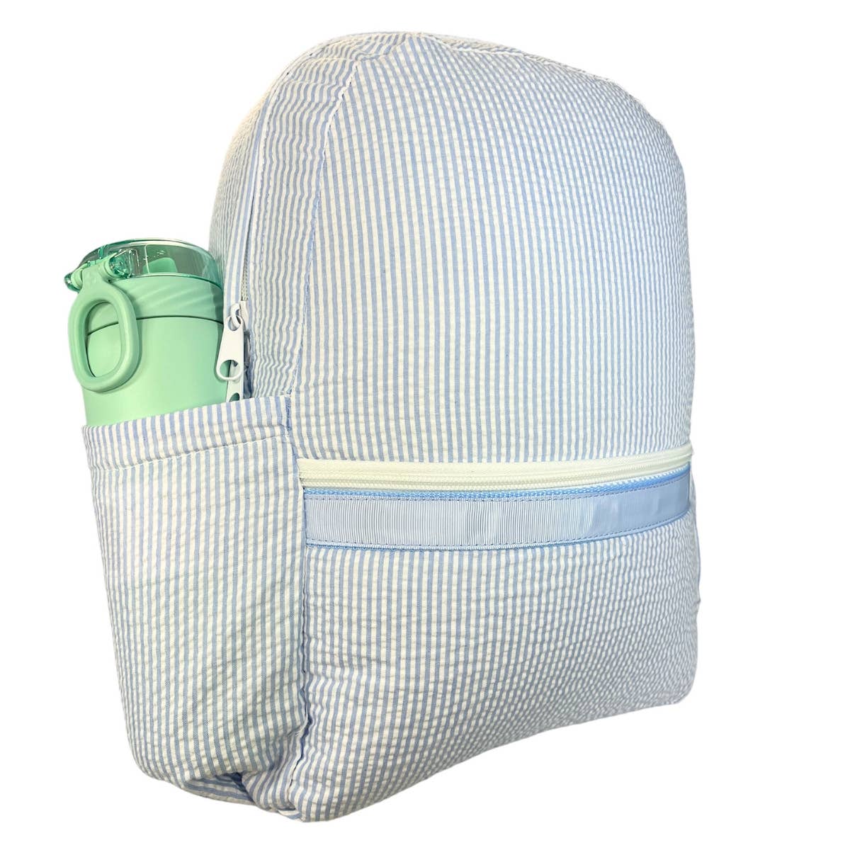 Baby Blue Seersucker Medium Backpack