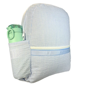 Baby Blue Seersucker Medium Backpack