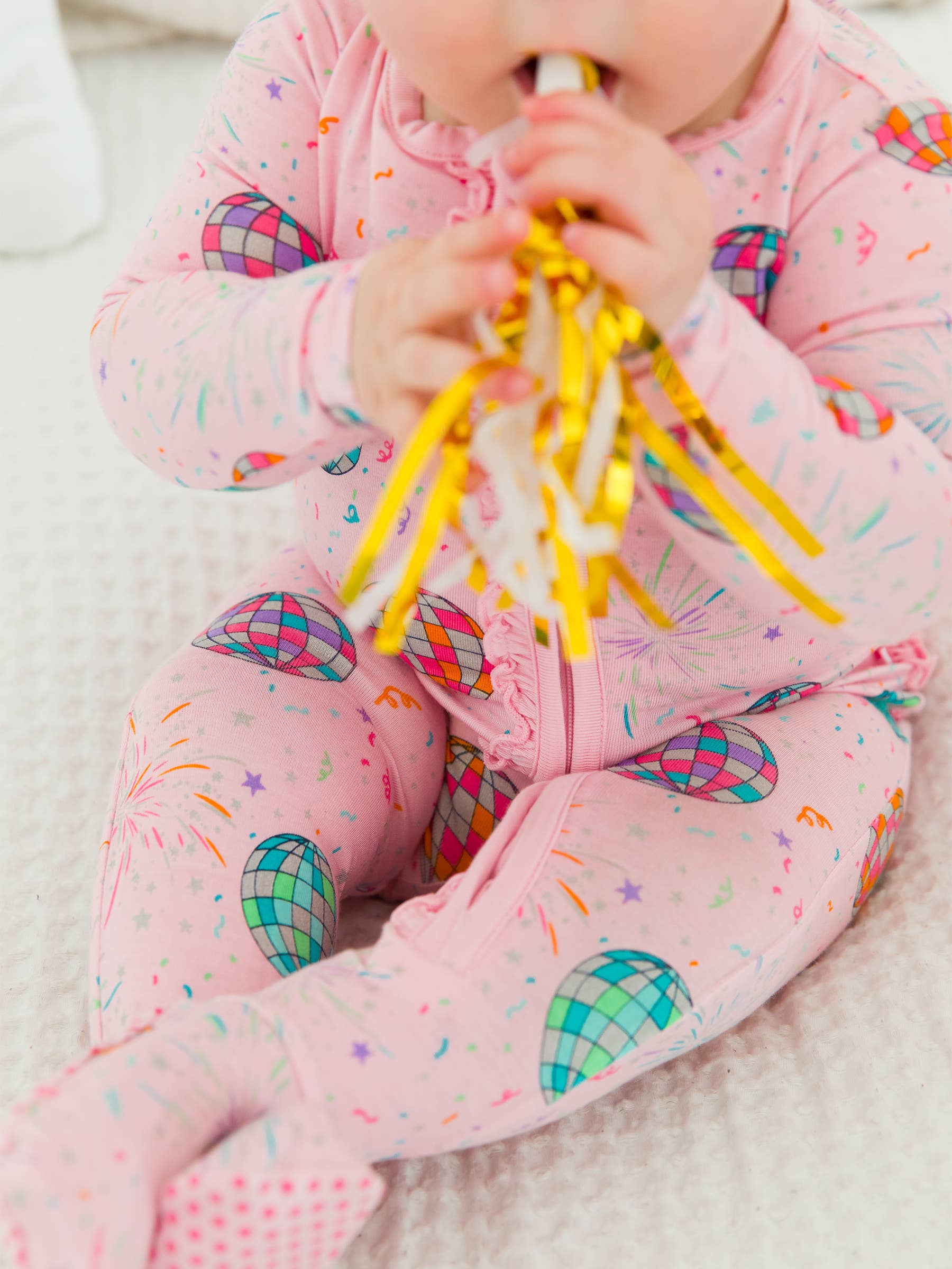 Pink New Year Bamboo Footed Pajama