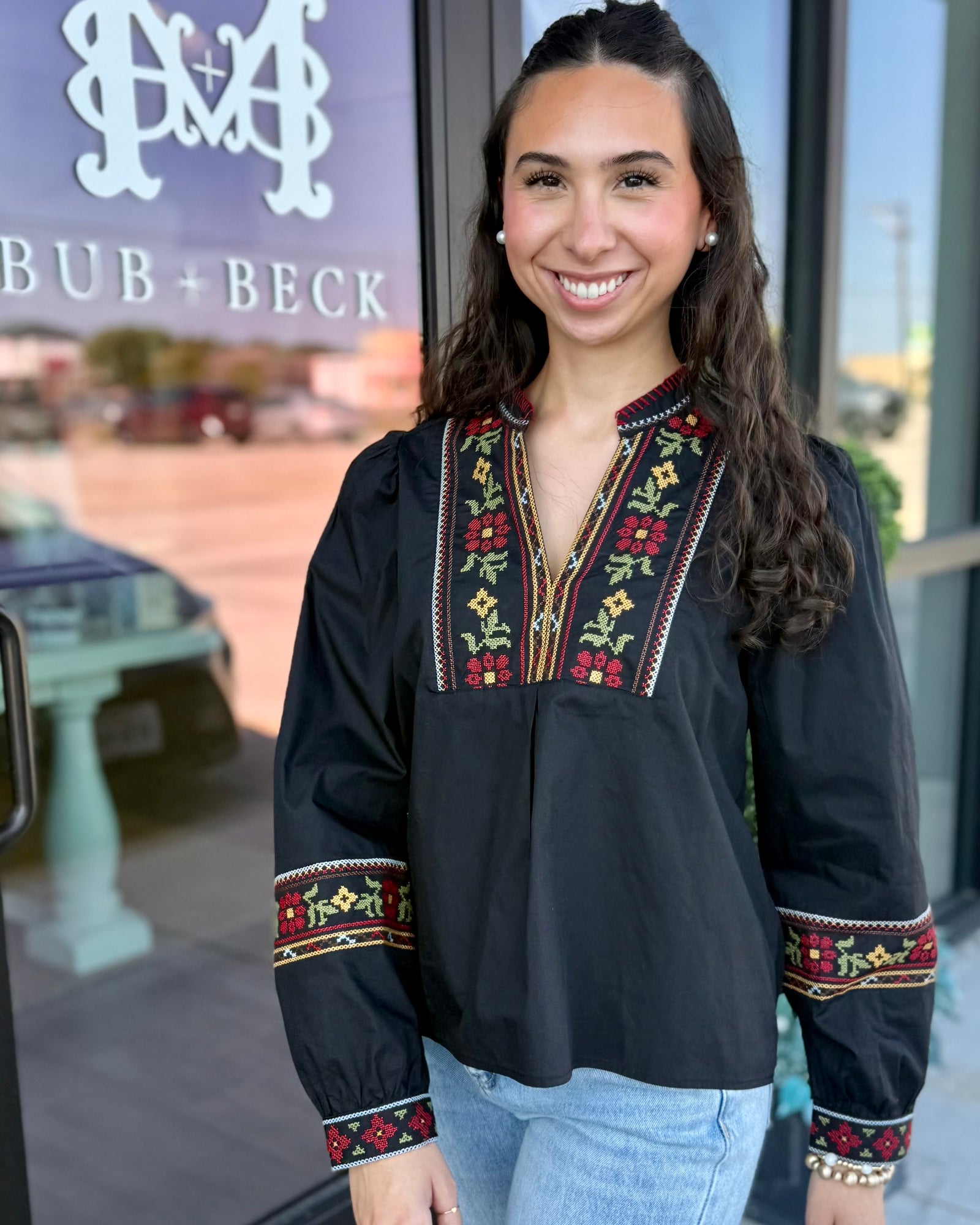 Cross Stitch Floral Top