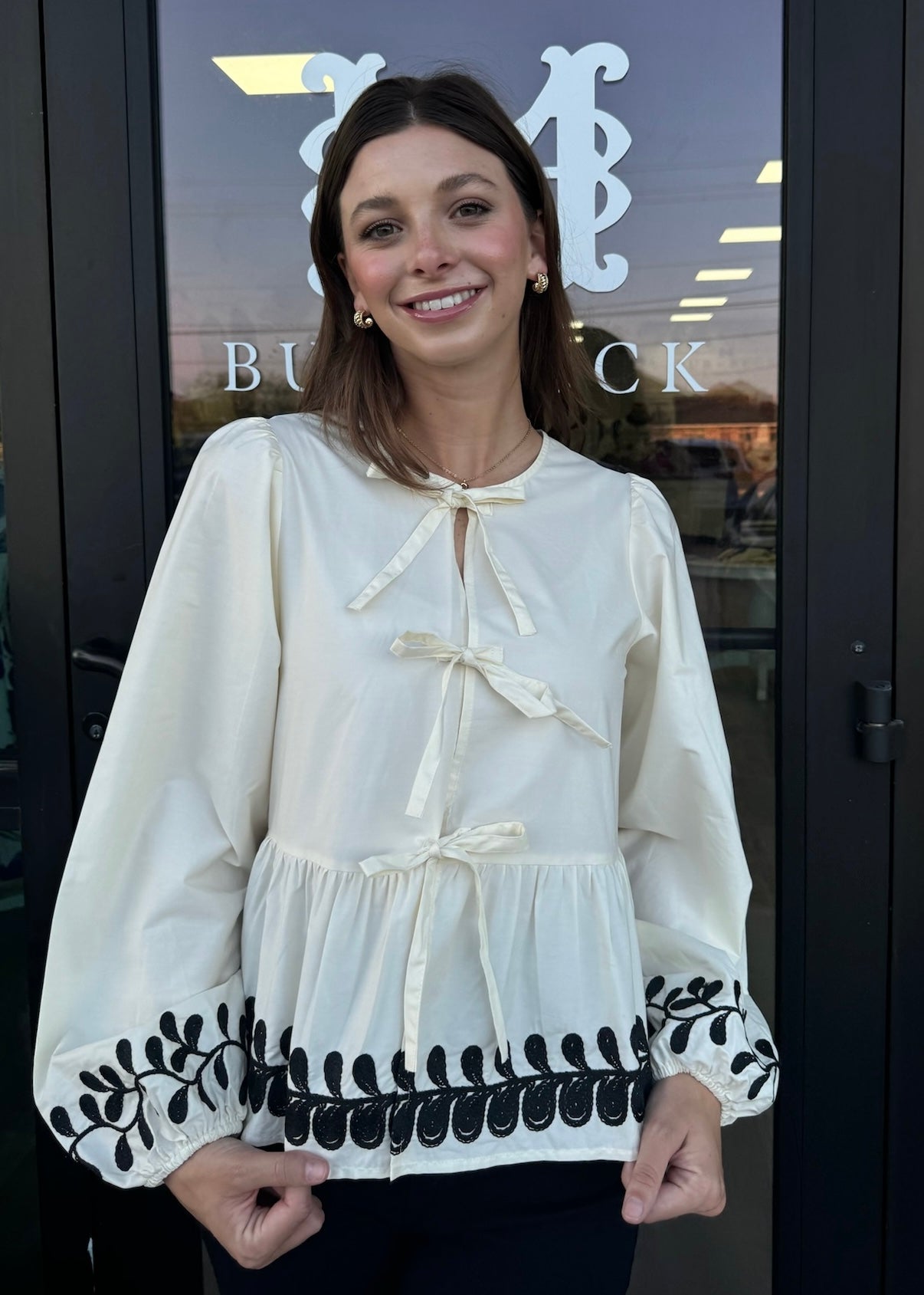 Embroidered Peplum Blouse