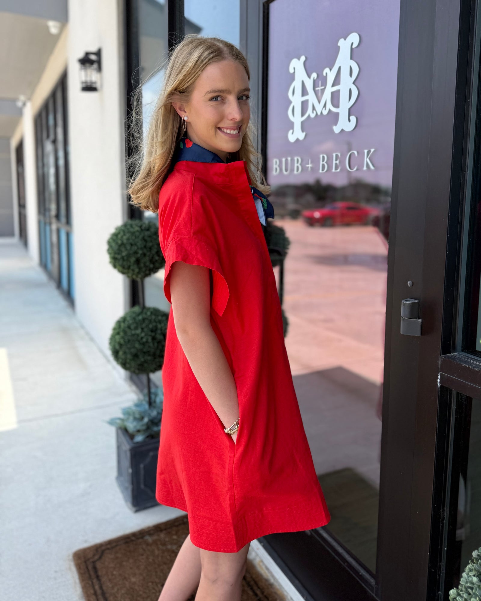 Red Short Sleeve Dress