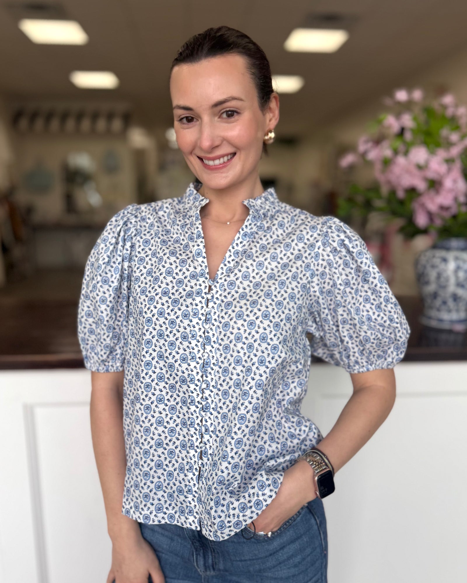 Blue Floral Spring top