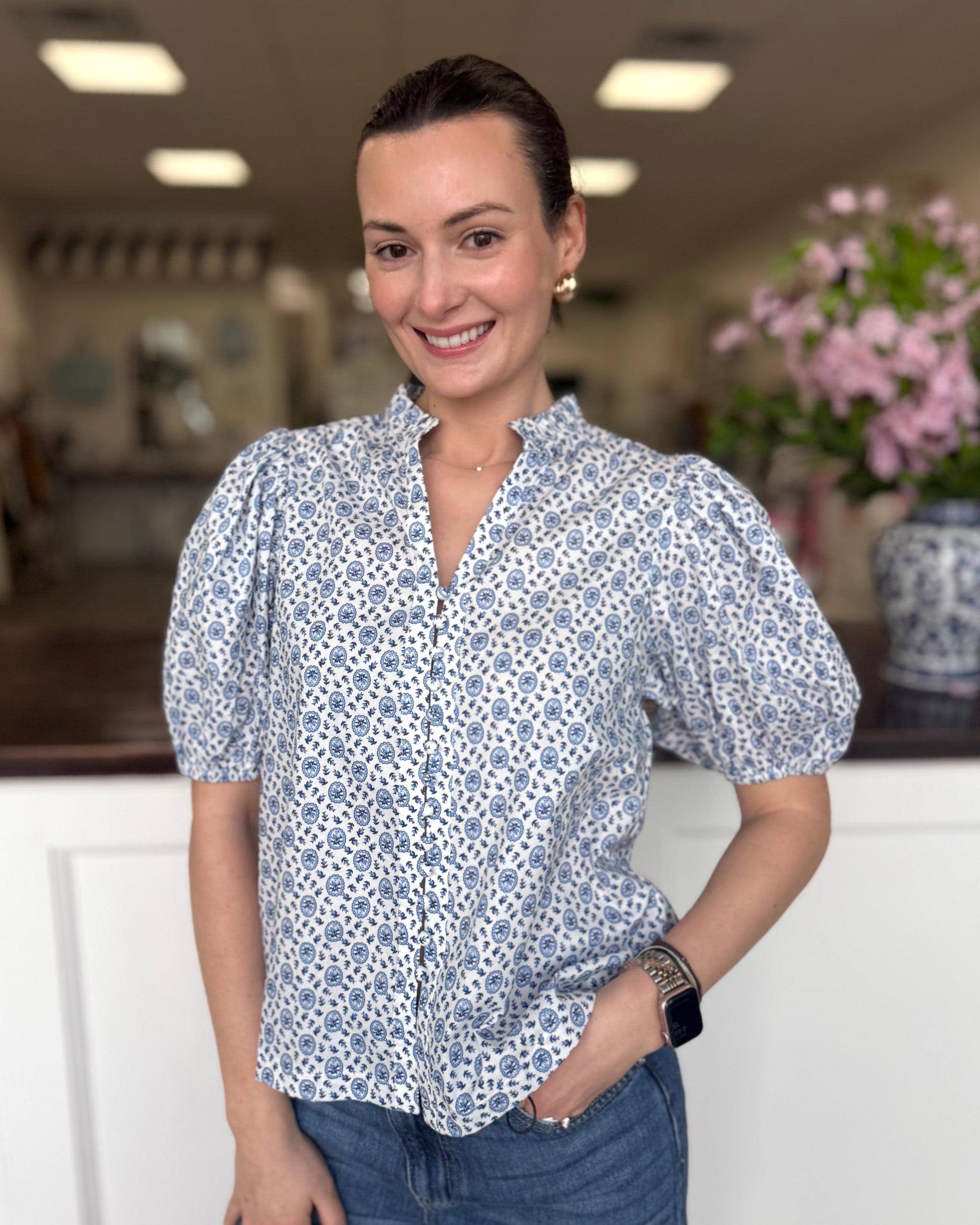 Blue Floral Spring top - Bub and Beck by Madison Taylor