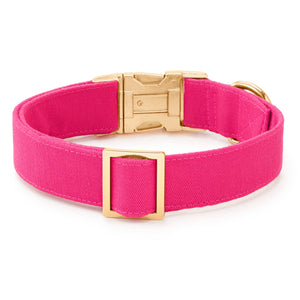 Hot Pink Dog Collar: M / Gold