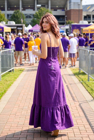 Corset maxi dress with braided shoulder strap