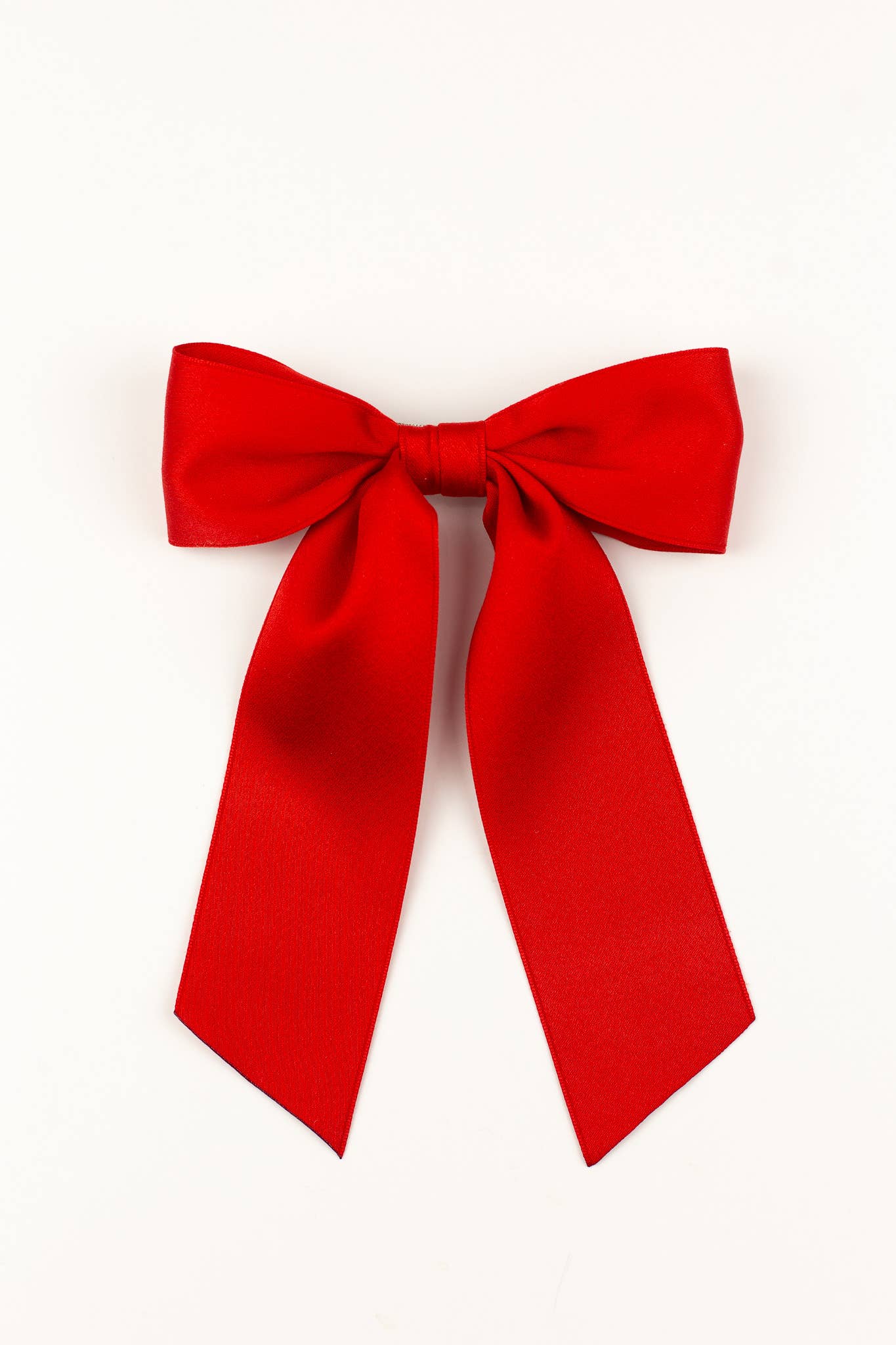 Bailee Matte Satin Bow Barrette: Red