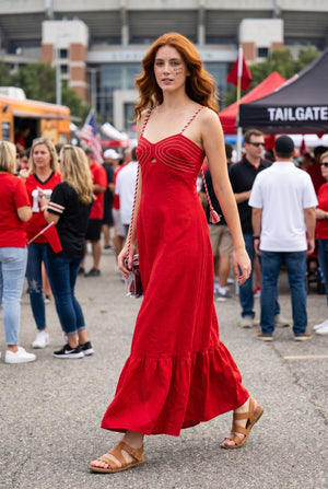 Corset maxi dress with braided shoulder strap