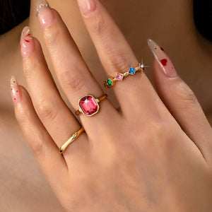 Rainbow Gemstone Organic Statement Ring | 80R238