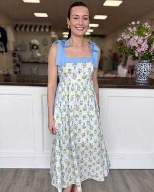 Floral Maxi Dress with Bow Straps