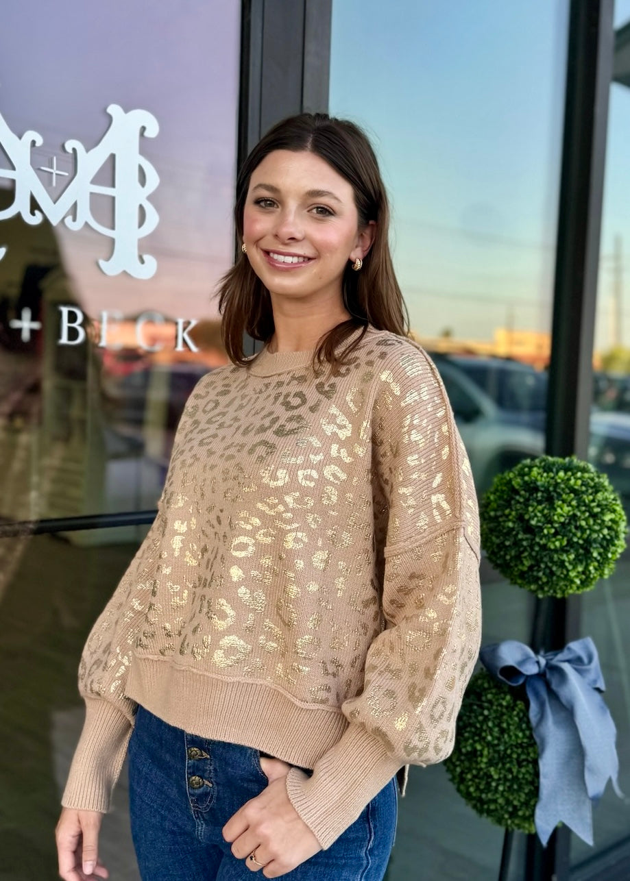 Animal Print Metallic Sweater