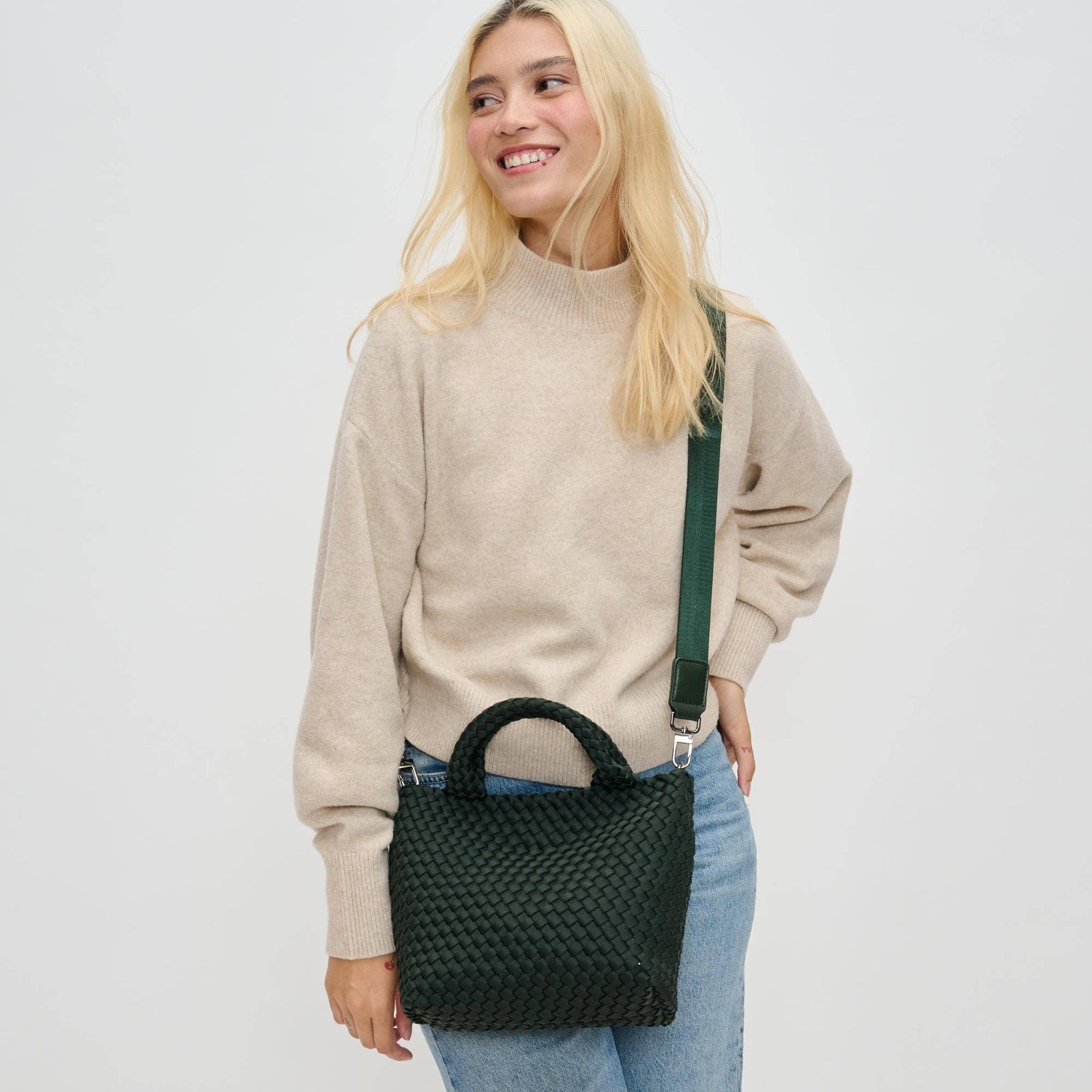 Sky's The Limit Woven Crossbody - Olive