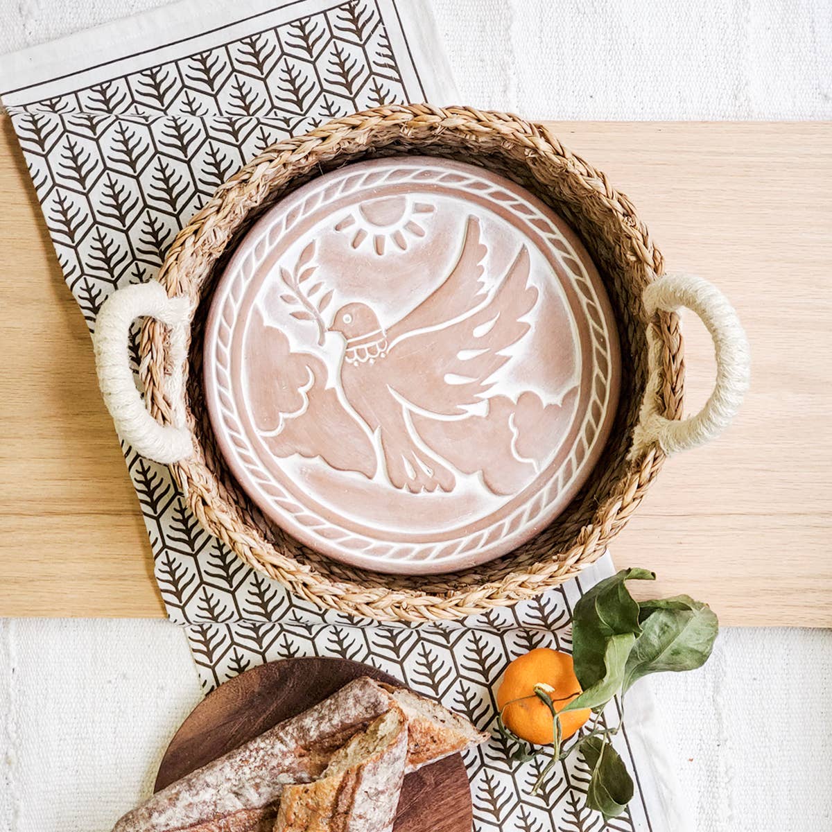 Round Bread Warmer & Wicker Basket