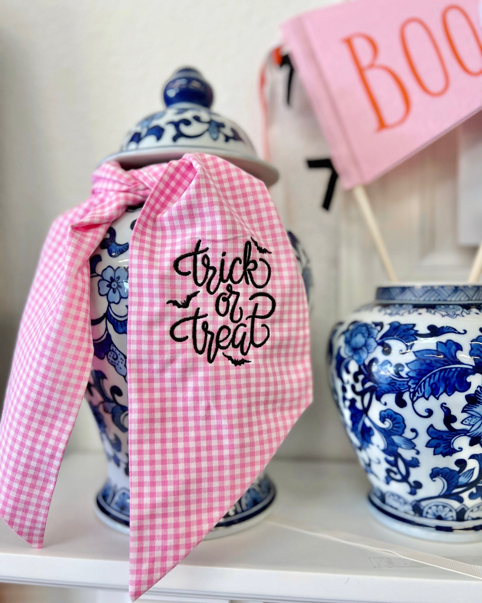 Pink Halloween Embroidered Sash