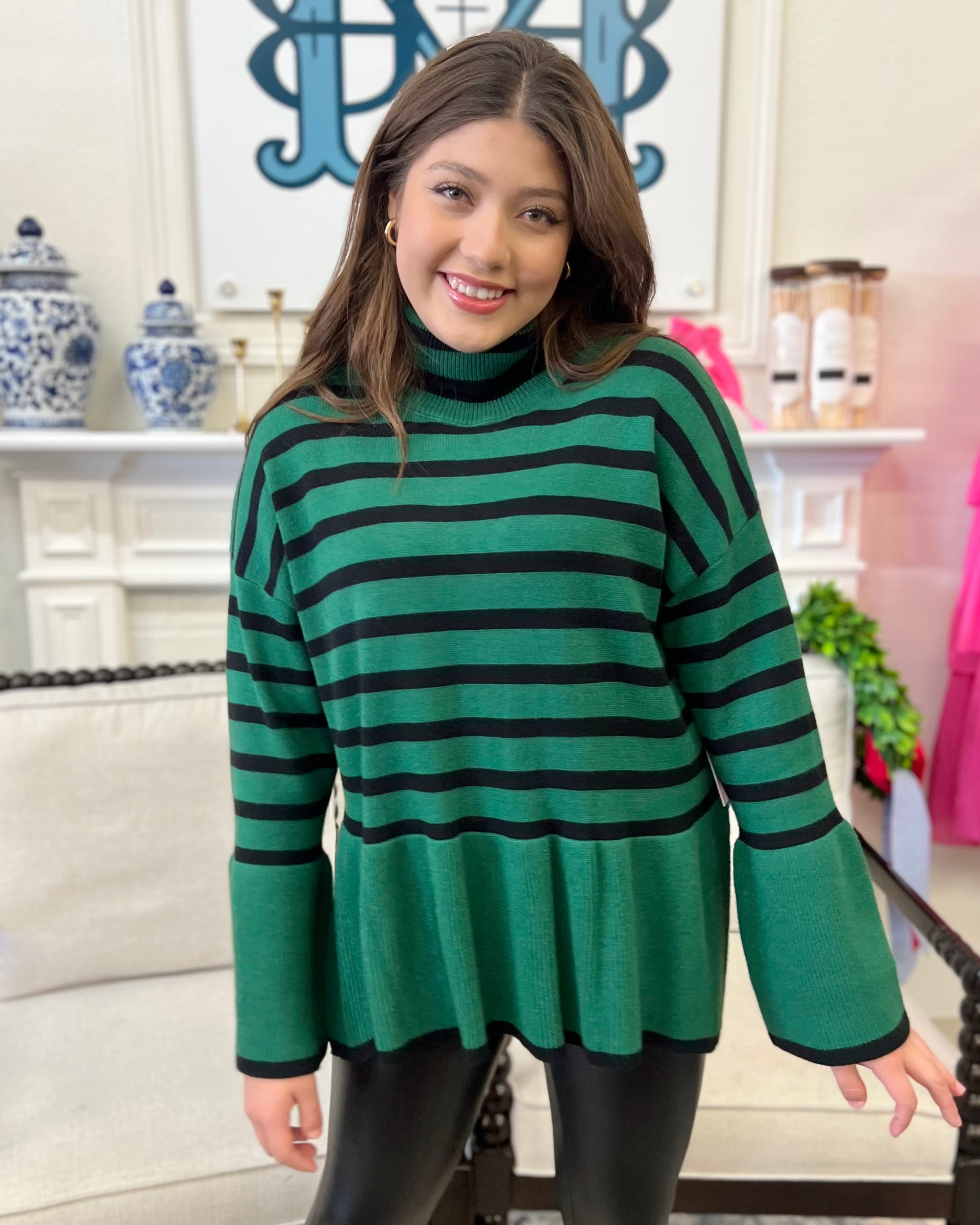 Green Striped Sweater