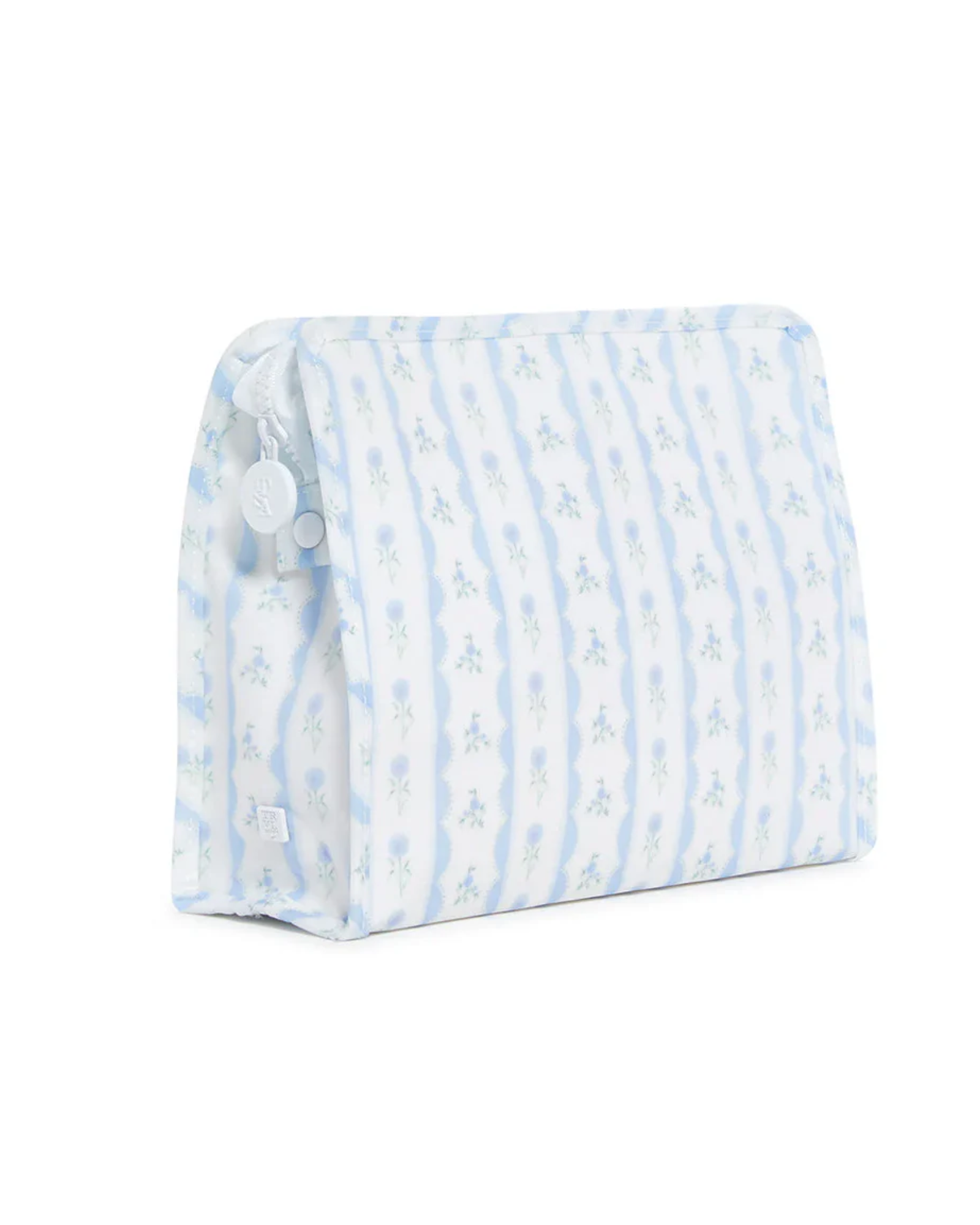 Roadie Large Zip Pouch- Ribbon Floral Blue