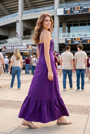 Corset maxi dress with braided shoulder strap