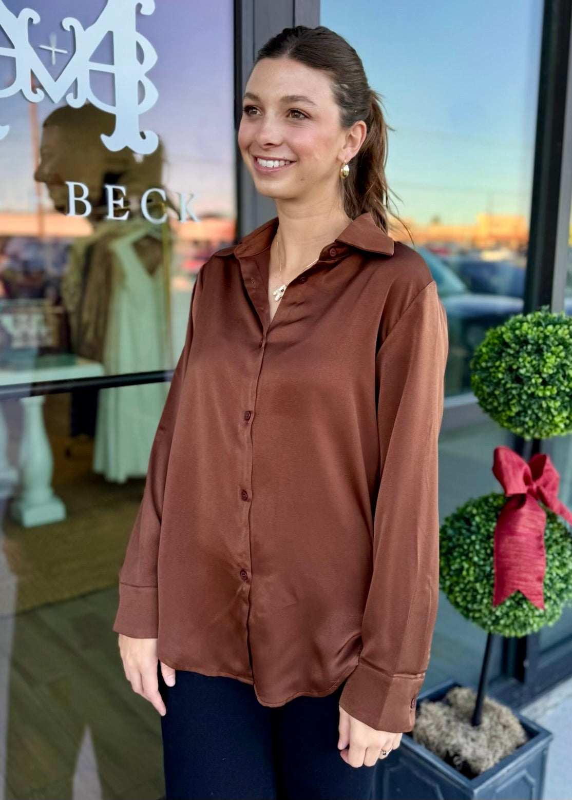 Chocolate Satin Blouse