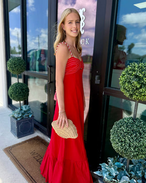 Red Braided Strap Maxi