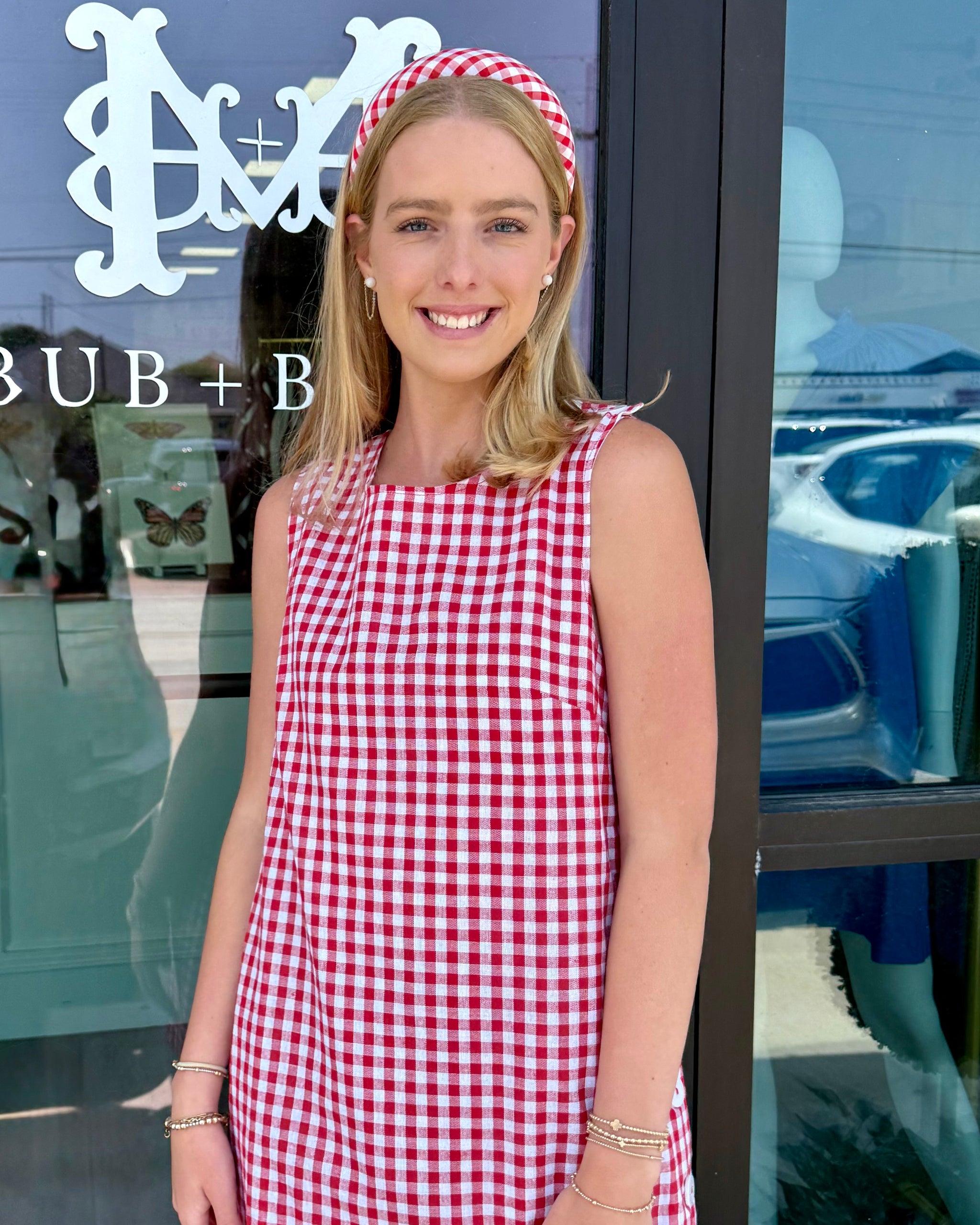Sleeveless Red Gingham Mini Dress Sleeveless Red Gingham Mini Dress