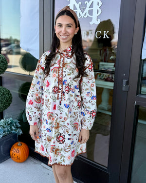 Fall Floral Ivory Dress