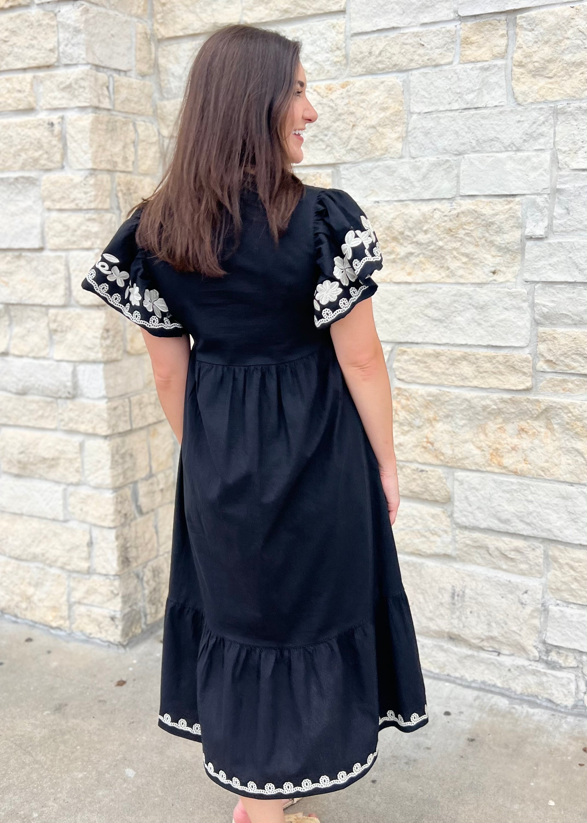 Yvonne Embroidered Midi Dress
