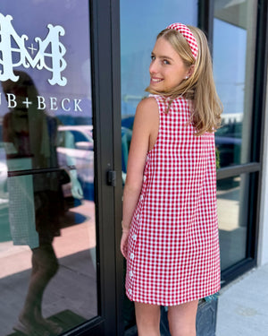 Sleeveless Red Gingham Mini Dress